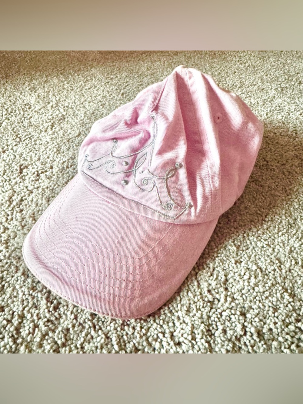 Disney - Girl’s (OSFA) Tiara Crown Pink Baseball Cap, Princess Pink Hat